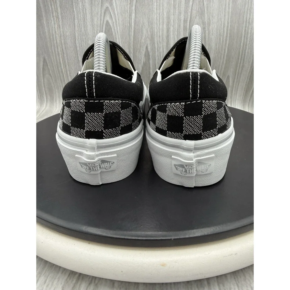 VANS Classic Slip On Platform Womens Size 8.5 Metallic Silver Checkerboard Shoes